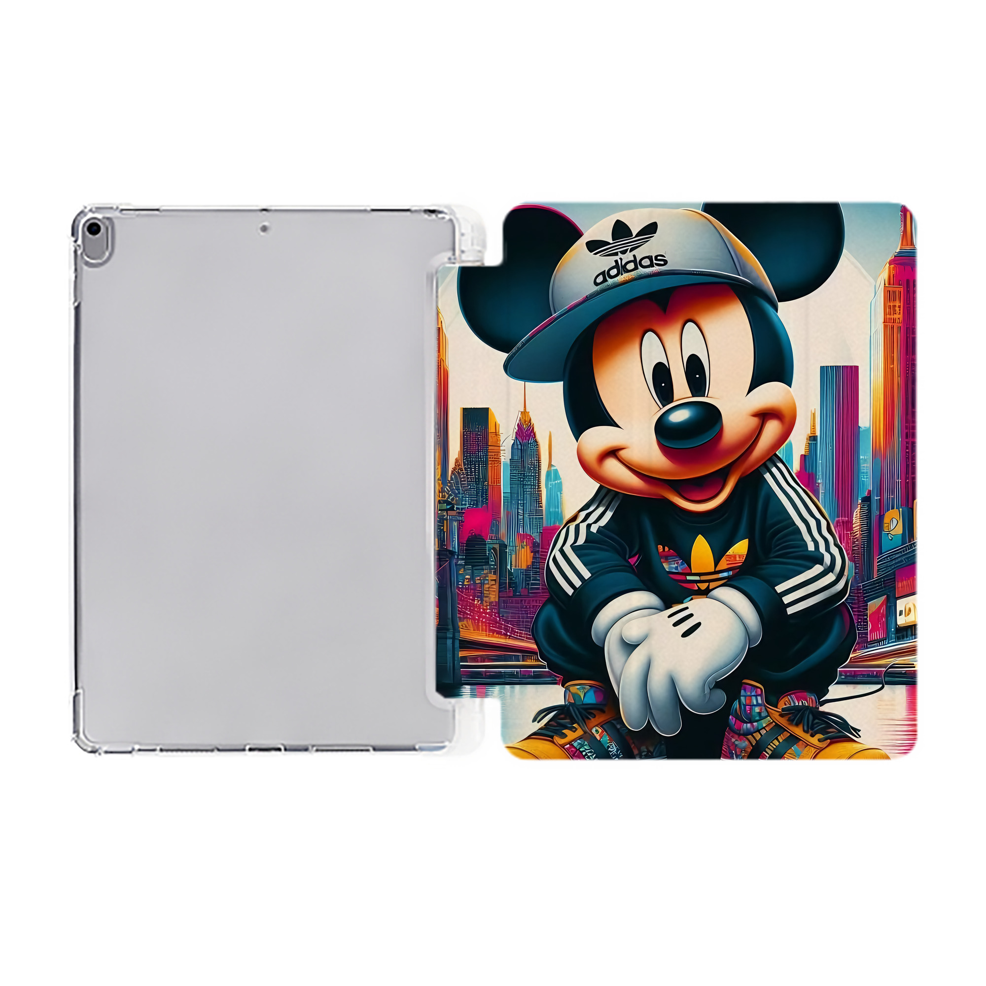 （画像用） ミッキーマウス Mickey Mouse IPad ケース ペン収納付き 三つ折りスタンド PUレザー×シリコン 対応機種9.5/10.5/10.9インチ